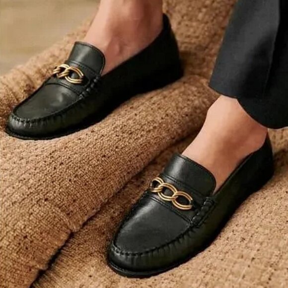 Sezane Shoes - Sezane Vicky Leather Loafers in Smooth Black. Size 39